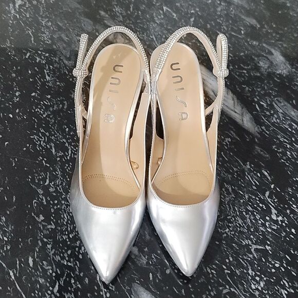 BRAND NEW UNISA SLINBACK HEELS with RHINESTONE POINTED TOEPUMP - Picture 3 of 14